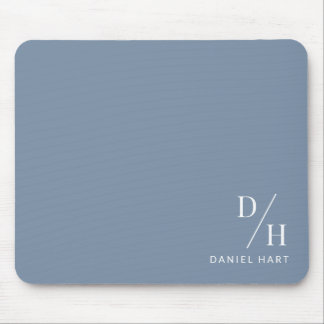 Tapis De Souris Personalized Minimalist Initial Name Dusty Blue