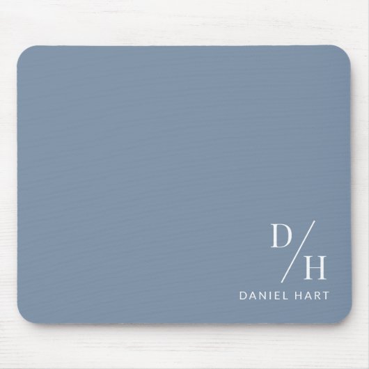 Tapis De Souris Personalized Minimalist Initial Name Dusty Blue (Devant)
