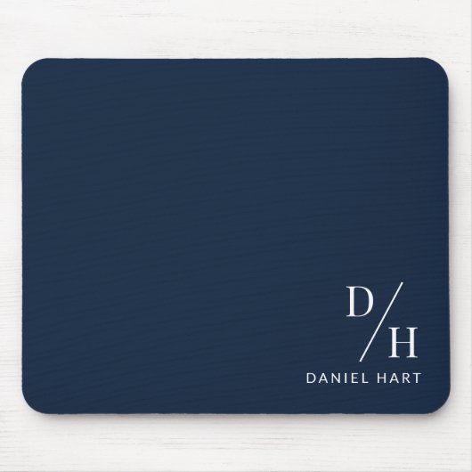 Tapis De Souris Personalized Minimalist Initial Name Navy Blue (Devant)