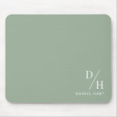 Tapis De Souris Personalized Minimalist Initial Name Sage Green (Devant)