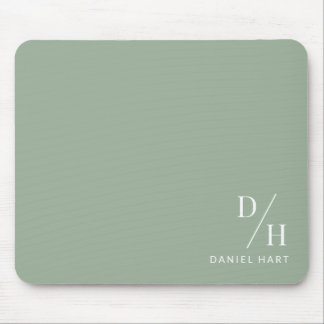 Tapis De Souris Personalized Minimalist Initial Name Sage Green