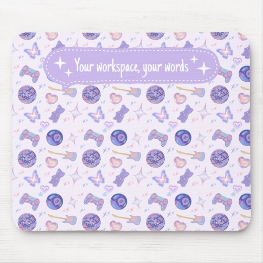 Tapis De Souris Personalized pastel y2k lavender aesthetic pattern (Devant)