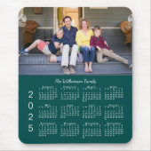 Tapis De Souris Personalized Photo Name Blue-Green 2025 Calendar (Devant)