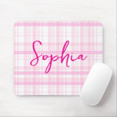 Tapis De Souris Personalized Pink Plaid Mouse Pad with Name  (Avec souris)