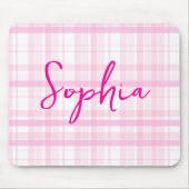 Tapis De Souris Personalized Pink Plaid Mouse Pad with Name  (Devant)
