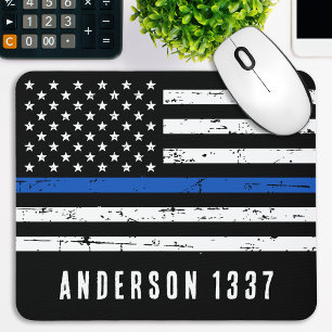Tapis De Souris Personalized Police Officer Thin Blue Line