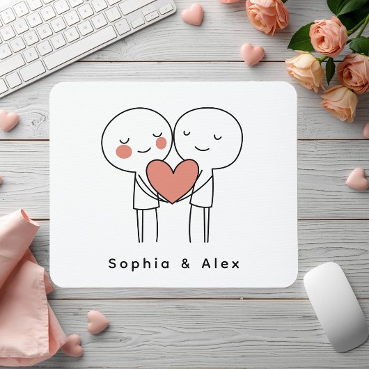 Tapis De Souris Personalized Valentine’s Couple Matching Mouse Pad