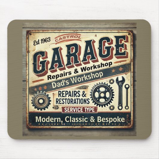 Tapis De Souris Personalized Vintage Garage Mousepad (Devant)
