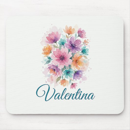 Tapis De Souris Personalized Watercolor Floral Name Mousepad (Devant)