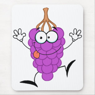 Tapis De Souris personnage de dessin animé de raisins violets drôl