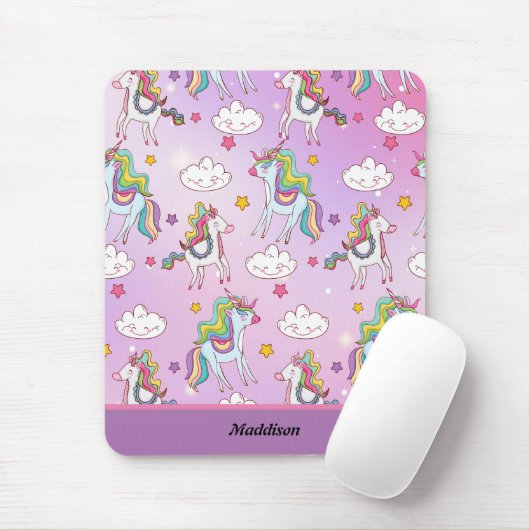 Tapis De Souris Personnalisable Unicorn et Rainbow (Avec souris)