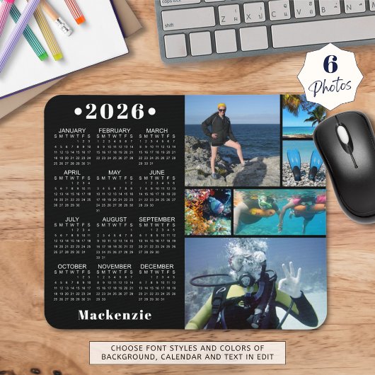 Tapis De Souris Personnalisé 2023 Calendrier 6 Photo Couleur perso
