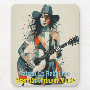 Tapis De Souris Personnalisé Country Girl Guitarist Art Inspiratio