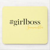 Tapis De Souris Personnalisé Jaune #GirlBoss Nom (Devant)