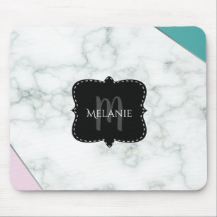 Tapis de souris personnalisé Marbre Aqua Rose Mono