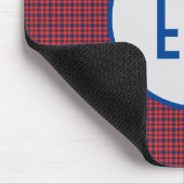 Tapis De Souris Personnalisé Monogramme Rouge et bleu Plaid (Coin)