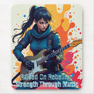 Tapis De Souris Personnalisé Ninja Girl Guitarist Art Inspiration