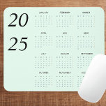 Tapis De Souris Personnalisé Pastel Mint 2025 Calendrier Élégant<br><div class="desc">Mettez à niveau votre espace de travail avec ce pavé de souris personnalisé pastel Mint 2025. Conçu pour le style et la fonctionnalité, ce tapis de souris élégant dispose d'un calendrier complet pour une référence de date rapide, mis contre un doux pastel Mint arrière - plan qui ajoute une touche...</div>