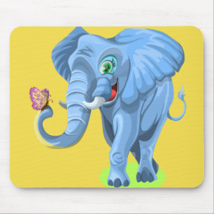 Tapis De Souris Personnaliser Eléphant Bleu Cute