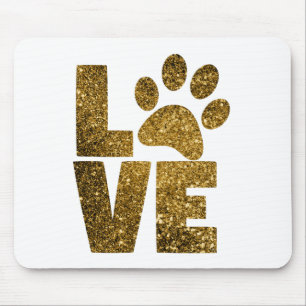 Tapis De Souris Personnaliser Golden Parties scintillant Love Text