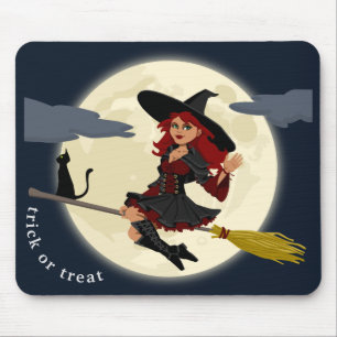 Tapis De Souris Personnaliser Halloween Conception de sorcière