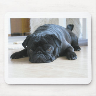 Tapis De Souris Personnaliser le Carlin noir mignon Nom d'accessoi