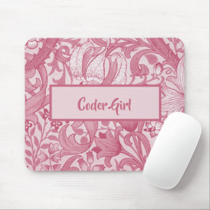 Tapis De Souris Personnaliser le dessin floral rose Fille Coder