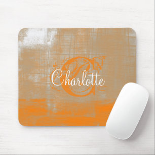 Tapis De Souris Personnaliser le style Abstrait orange gris blanc
