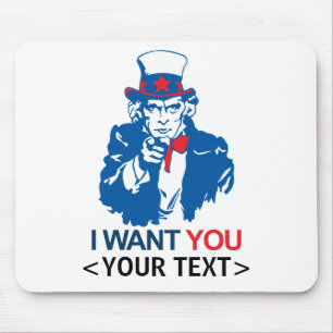 TAPIS DE SOURIS PERSONNALISER ONCLE SAM VOUS SOUHAITE,<YOUR TEXT>