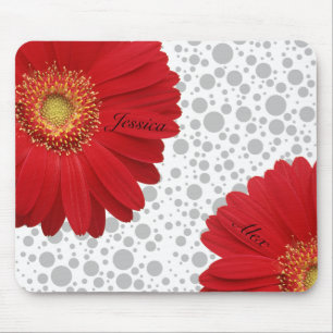 Tapis De Souris Personnaliser Polka Dot Red Daisy