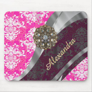 Tapis De Souris Personnalized pink pretty girly damask