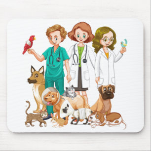 Tapis De Souris Personnel vétérinaire en arrière-plan