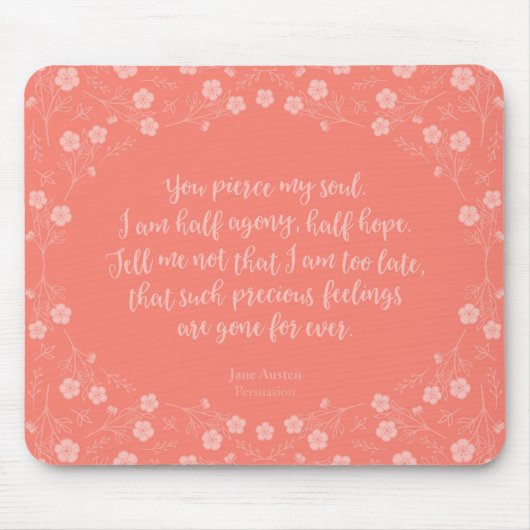 Tapis De Souris Persuasion florale Jane Austen de citation de (Devant)