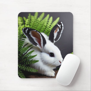 Tapis De Souris Pétale Le Lapin Noir Et Blanc, Mousepad