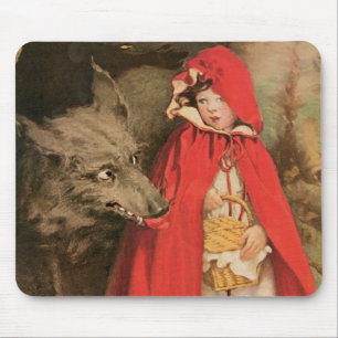 Tapis De Souris Petit capuchon rouge vintage et grand mauvais loup
