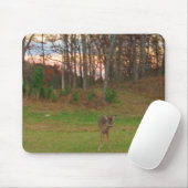 Tapis De Souris Petit cerf et coucher de soleil rose (Avec souris)