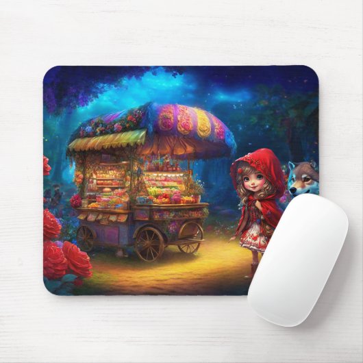 Tapis De Souris Petit Chaperon Rouge et Loup (Avec souris)