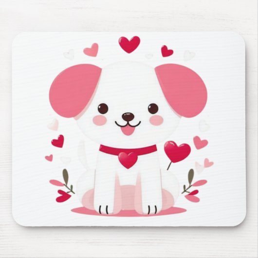 Tapis De Souris Petit chiot de la Saint-Valentin (Devant)