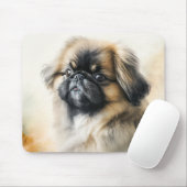 Tapis De Souris Petit chiot Pekingese Aquarelle Peinture (Avec souris)