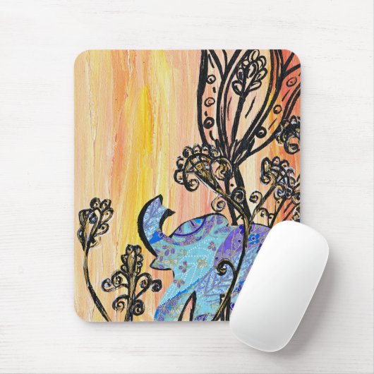 Tapis De Souris Petit éléphant bleu Mousepad (Avec souris)