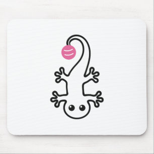 Tapis De Souris Petit Gecko Une Ligne Avec Une Balle Rose