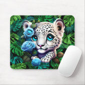 Tapis De Souris Petit léopard blanc thématique  (Avec souris)
