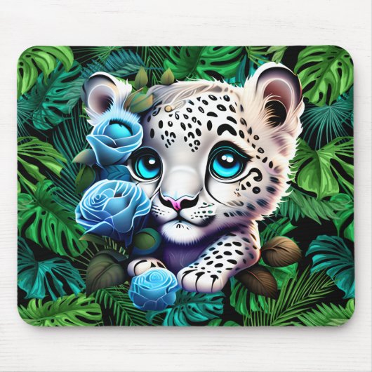 Tapis De Souris Petit léopard blanc thématique  (Devant)