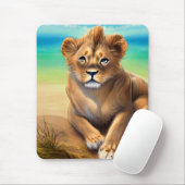 Tapis De Souris Petit Lion mâle sur une plage (Avec souris)