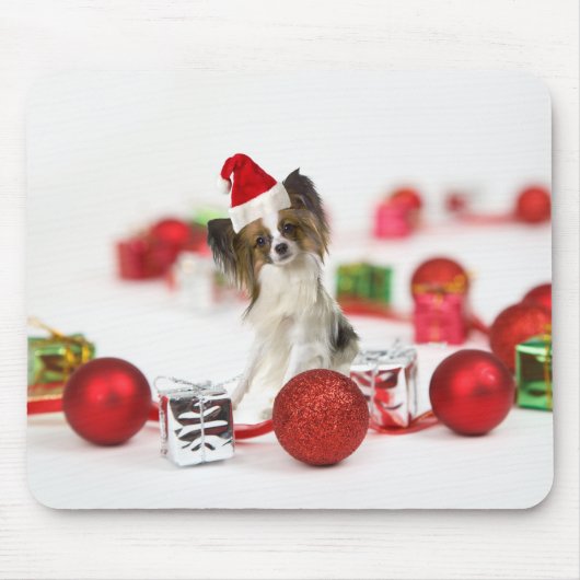 Tapis De Souris Petit Papillon Chien Noël Santa Hat (Devant)