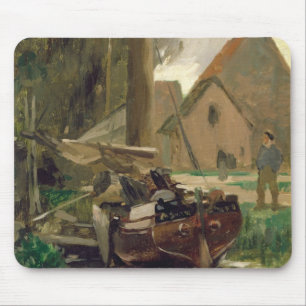 Tapis De Souris Petit port avec un bateau