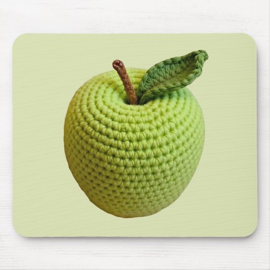 Tapis De Souris Petit Rétro Artisanat artisanal Vert Crochet Pomme (Devant)