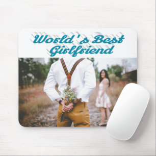 Tapis De Souris Petite amie avec script bleu ciel photo