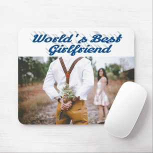 Tapis De Souris Petite amie avec script bleu mer photo