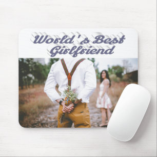 Tapis De Souris Petite amie avec script gris photo